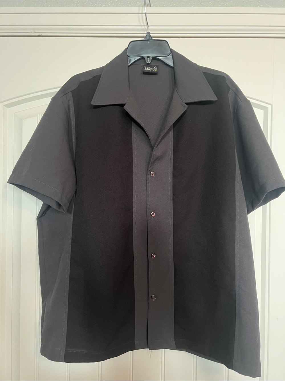 50s style bowling Black Short-Sleeve Button-Up Shirt